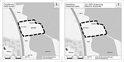 Auf dem Bild ist der Lageplan vom Bebauungsplan 27-01 und 121. FNP-Änderung "FF-PV Hofstättle"  in Aalen-Waldhausen zu sehen.