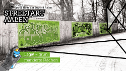 Auf dem Bild ist der Standort Haus der Jugend zu sehen, an dem Graffitis legal gesprüht werden dürfen.