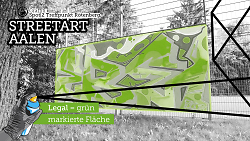 Auf dem Bild ist der Graffiti Standort Treffpunkt Rötenberg zu sehen, an dem legal Graffitis gesprüht werden dürfen.